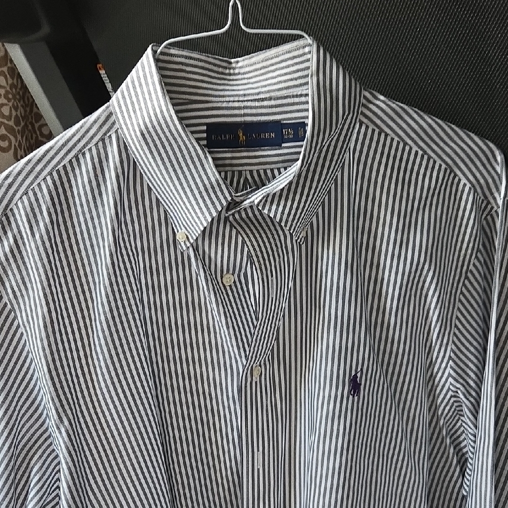 Ralph Lauren Button Down Bussiness Casual XL White/slate Gray. Dry Cleaned Only